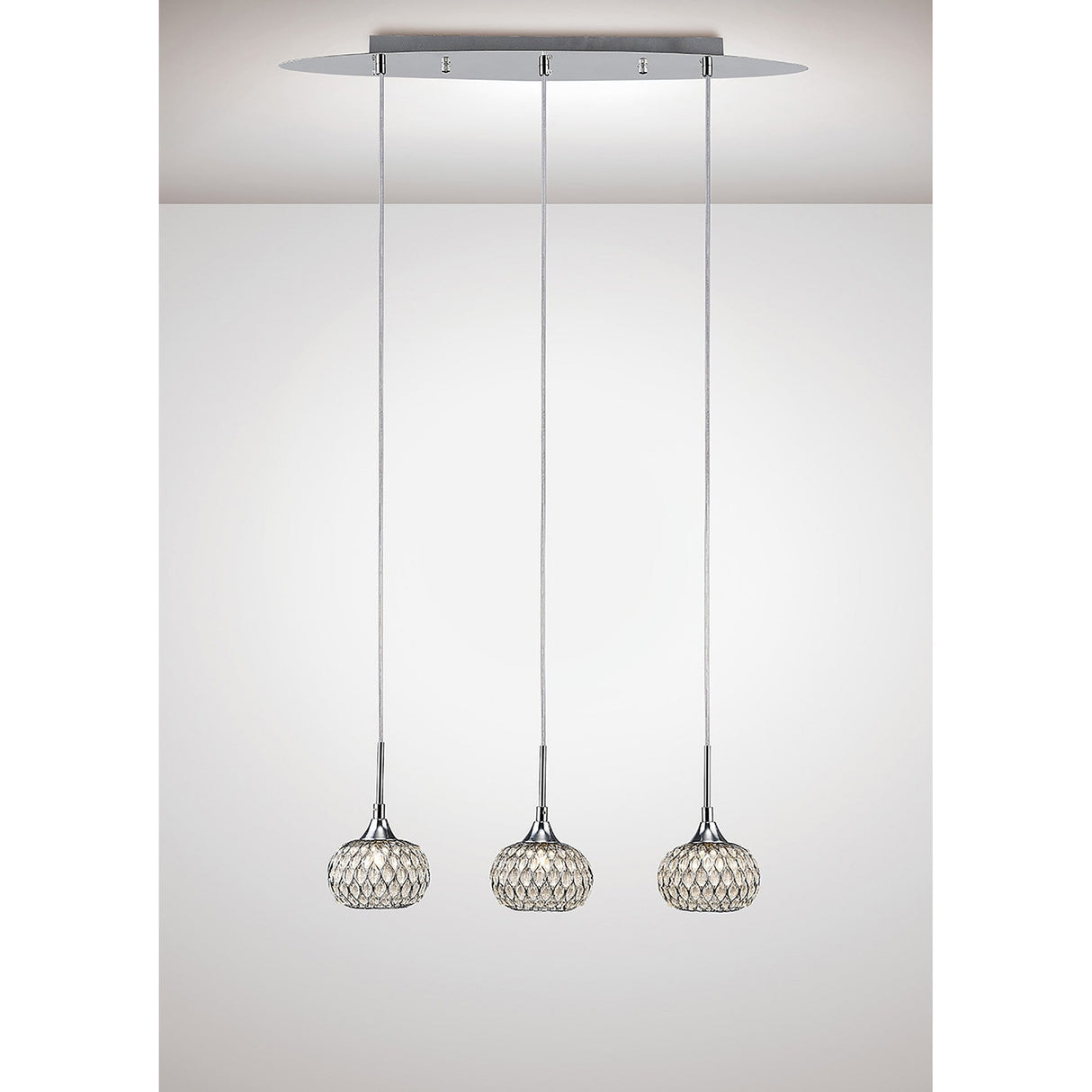 Chelsie 3 Light Beaded Glass Bar Pendant Light - Polished Chrome