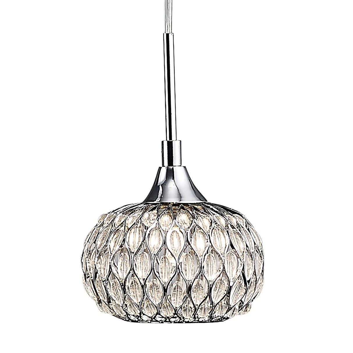 Chelsie 5 Light Beaded Glass Bar Pendant Light - Polished Chrome