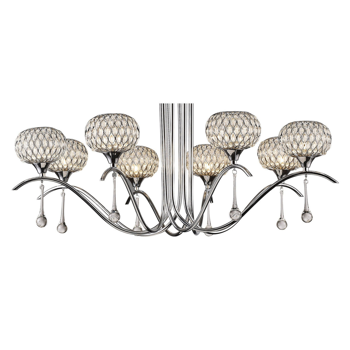 Chelsie 78cm 8 Light Clear Beaded Glass Chandelier - Polished Chrome