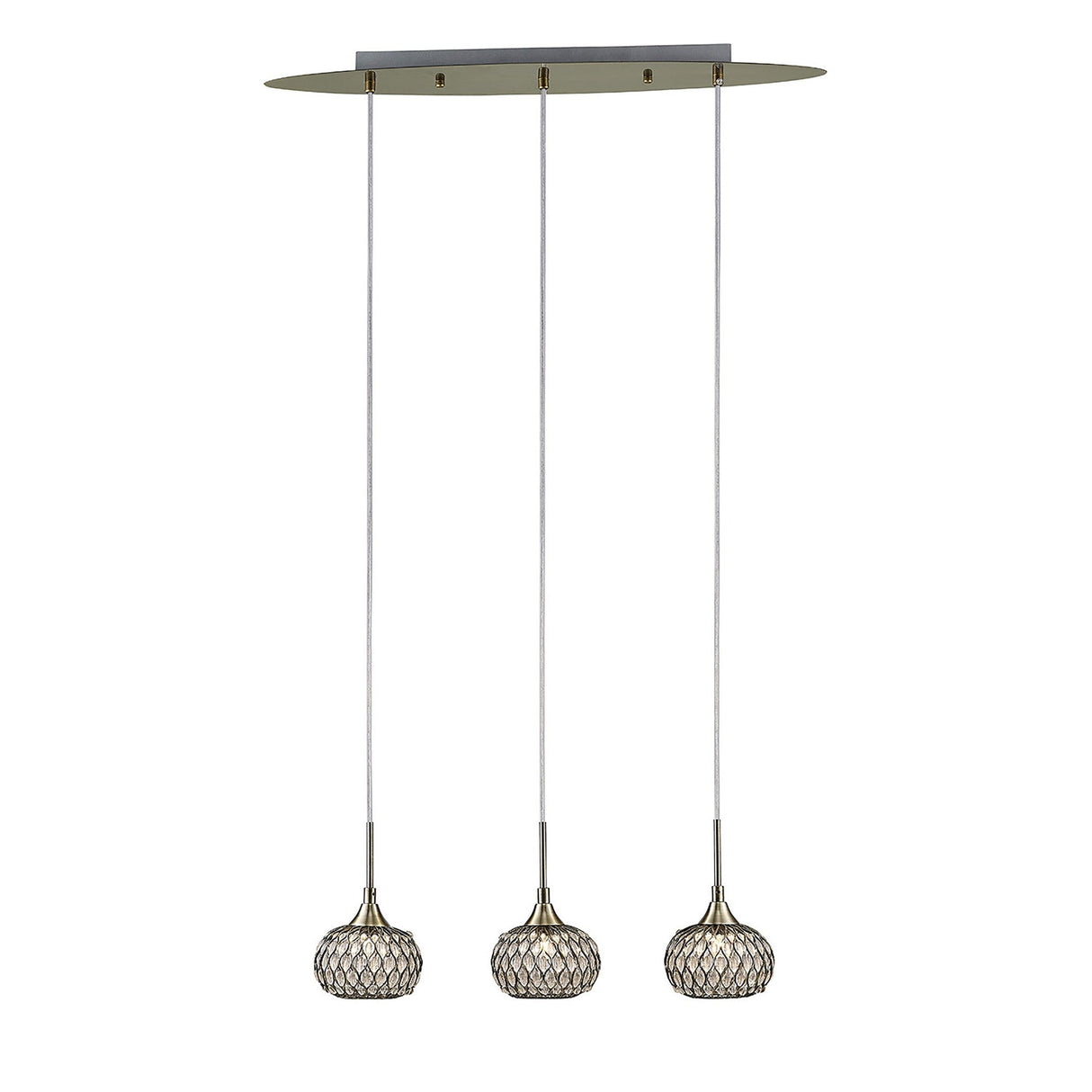 Chelsie 3 Light Beaded Glass Bar Pendant Light - Antique Brass