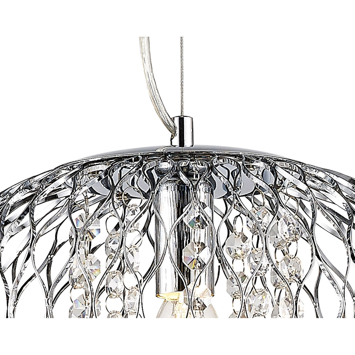 Chelsie 28cm 1 Light Beaded Glass Pendant Light - Polished Chrome