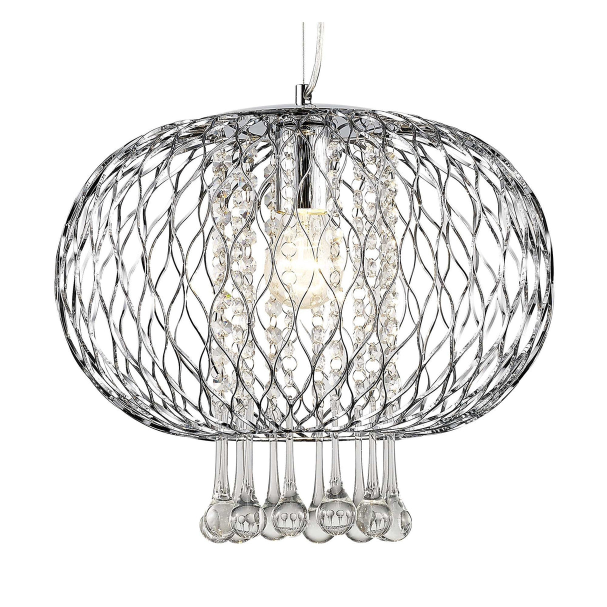 Chelsie 38cm 1 Light Beaded Glass Pendant Light - Polished Chrome