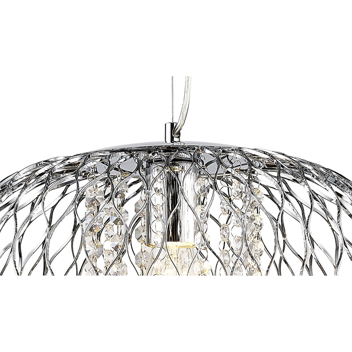 Chelsie 38cm 1 Light Beaded Glass Pendant Light - Polished Chrome