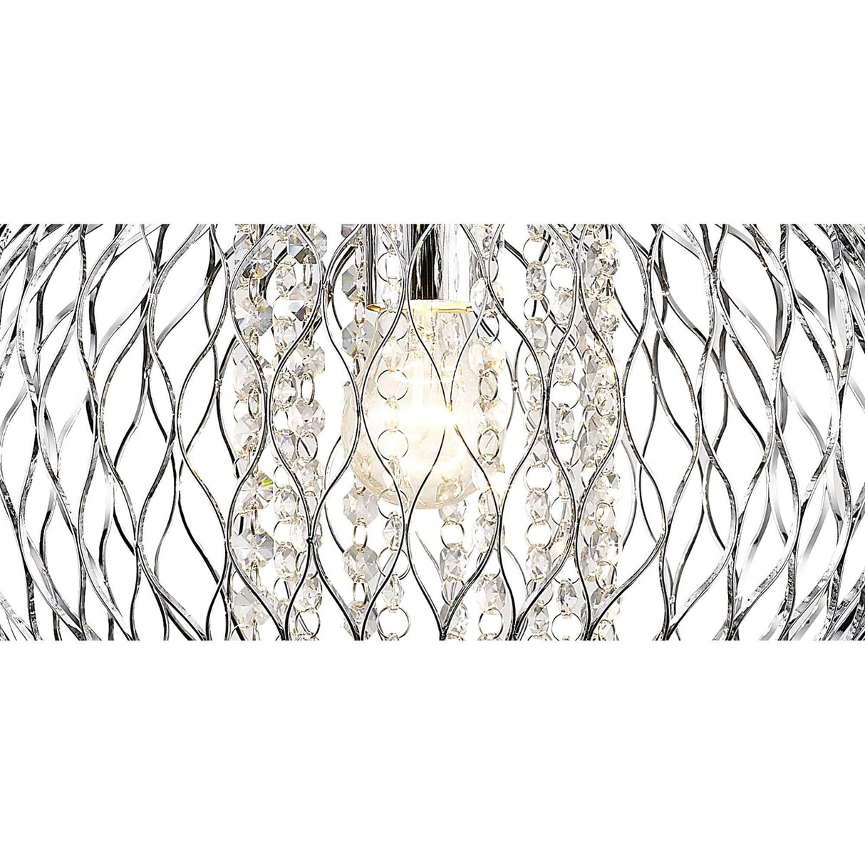 Chelsie 38cm 1 Light Beaded Glass Pendant Light - Polished Chrome