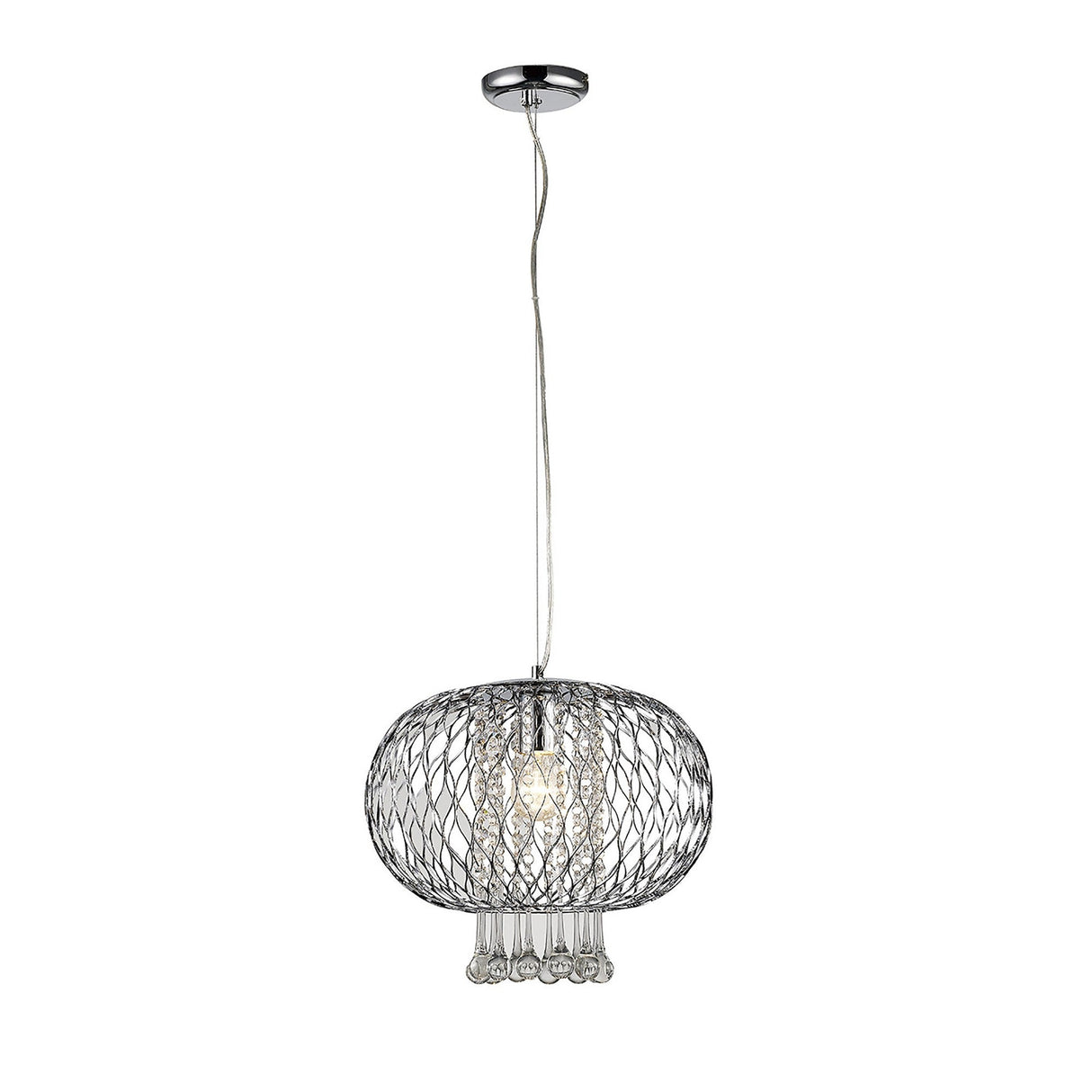 Chelsie 38cm 1 Light Beaded Glass Pendant Light - Polished Chrome