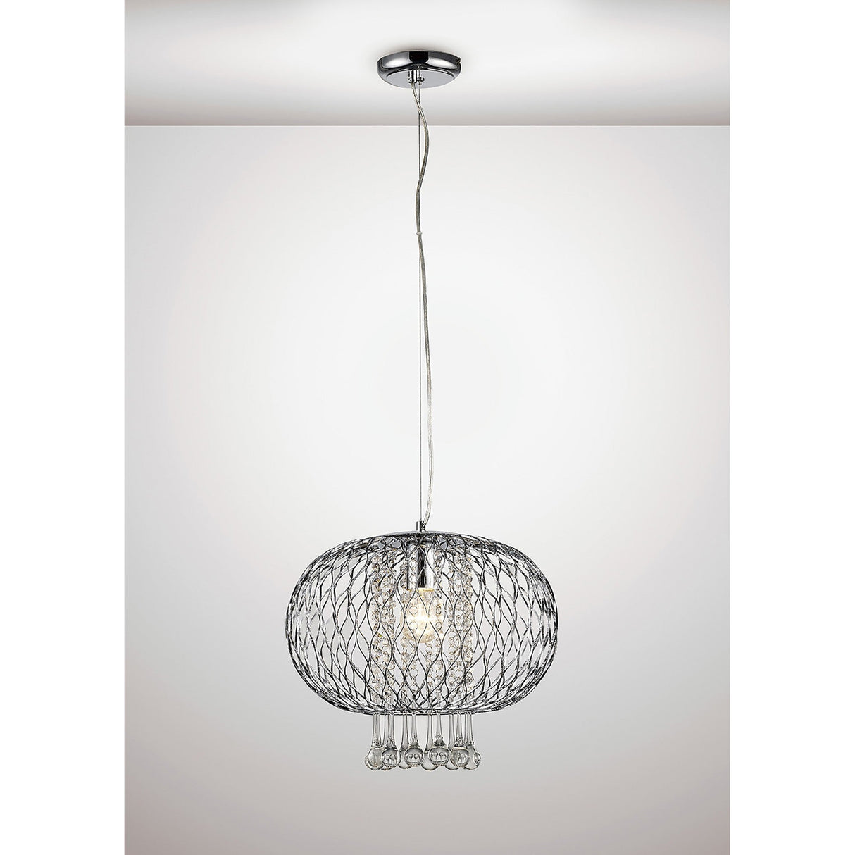 Chelsie 38cm 1 Light Beaded Glass Pendant Light - Polished Chrome