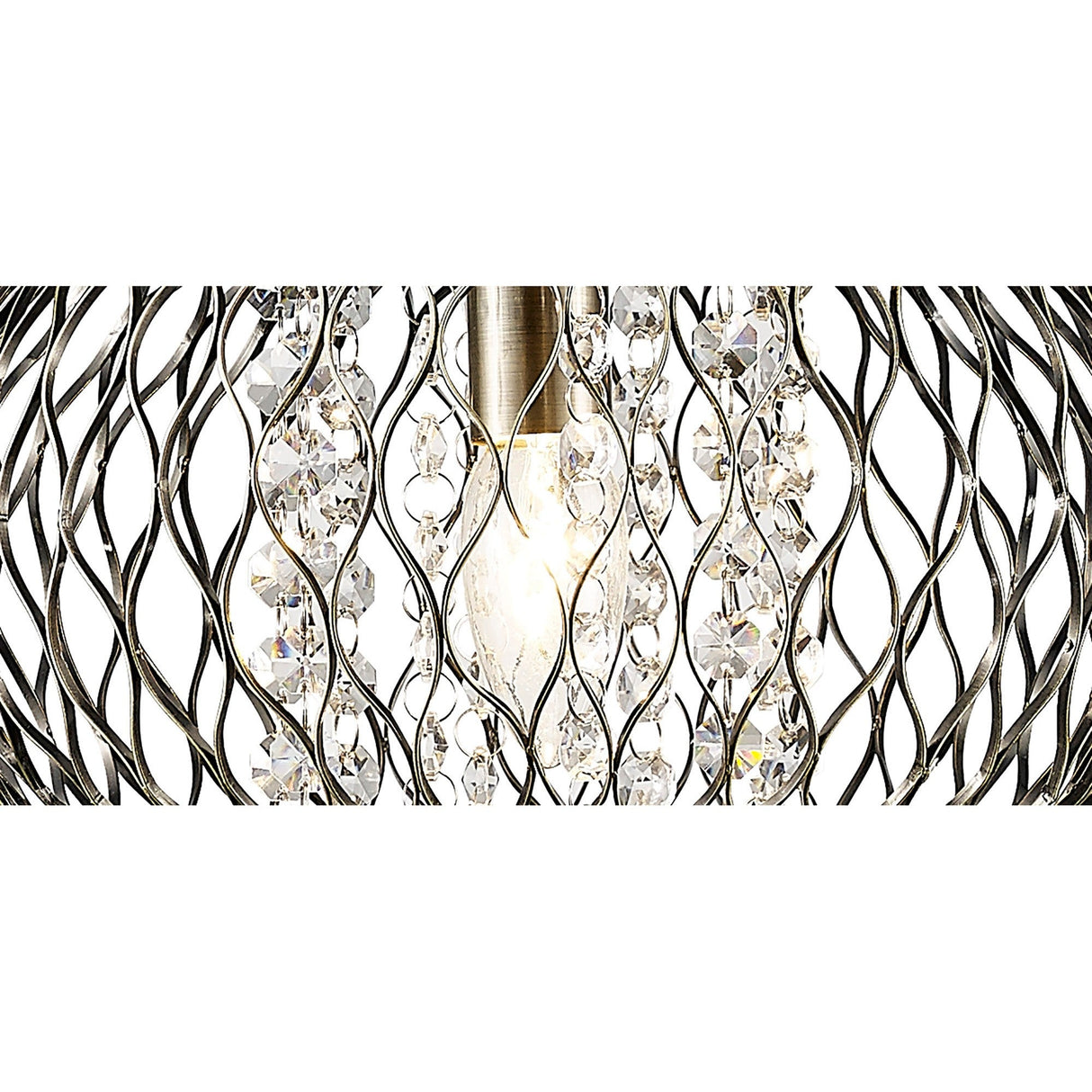 Chelsie 28cm 1 Light Beaded Glass Pendant Light - Antique Brass