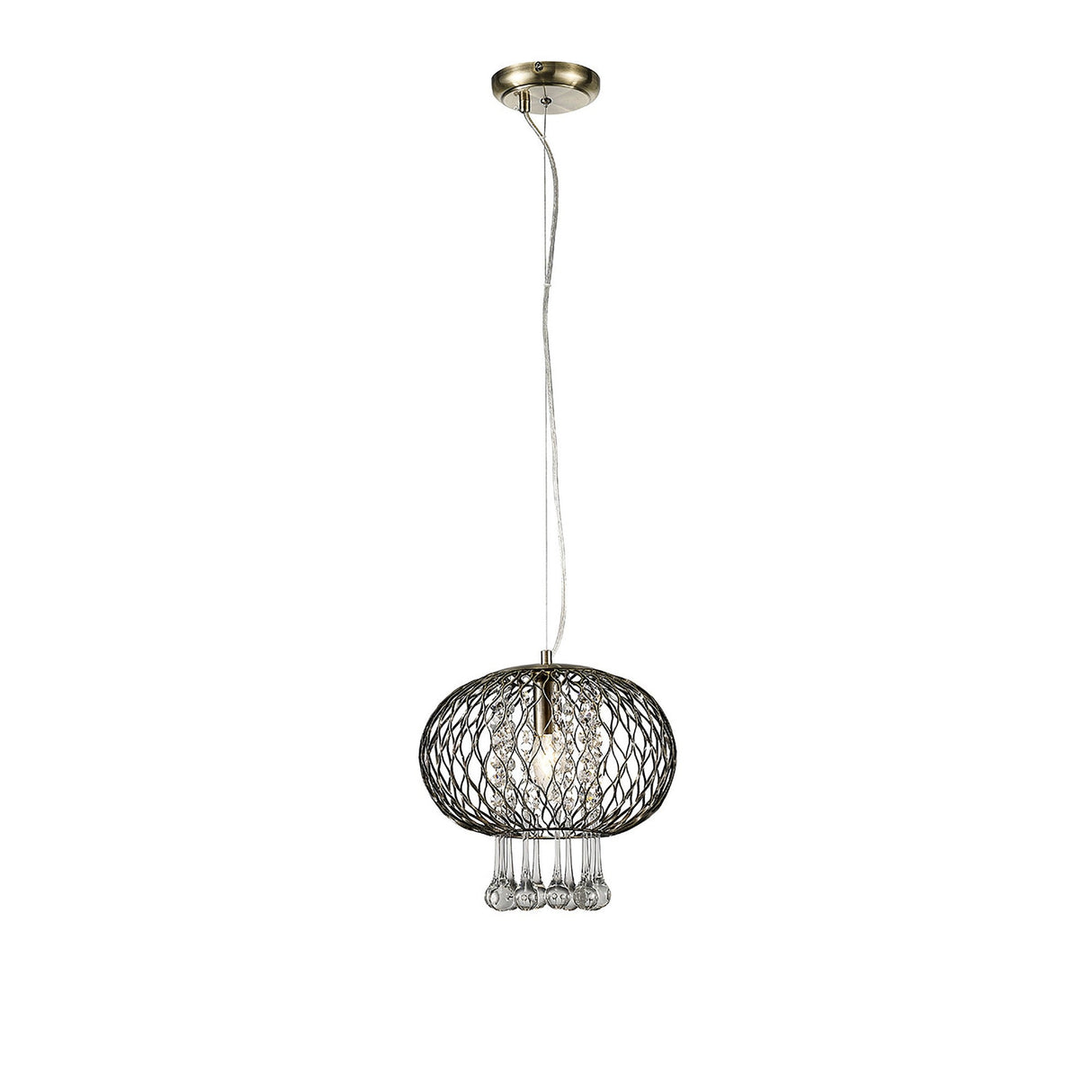 Chelsie 28cm 1 Light Beaded Glass Pendant Light - Antique Brass