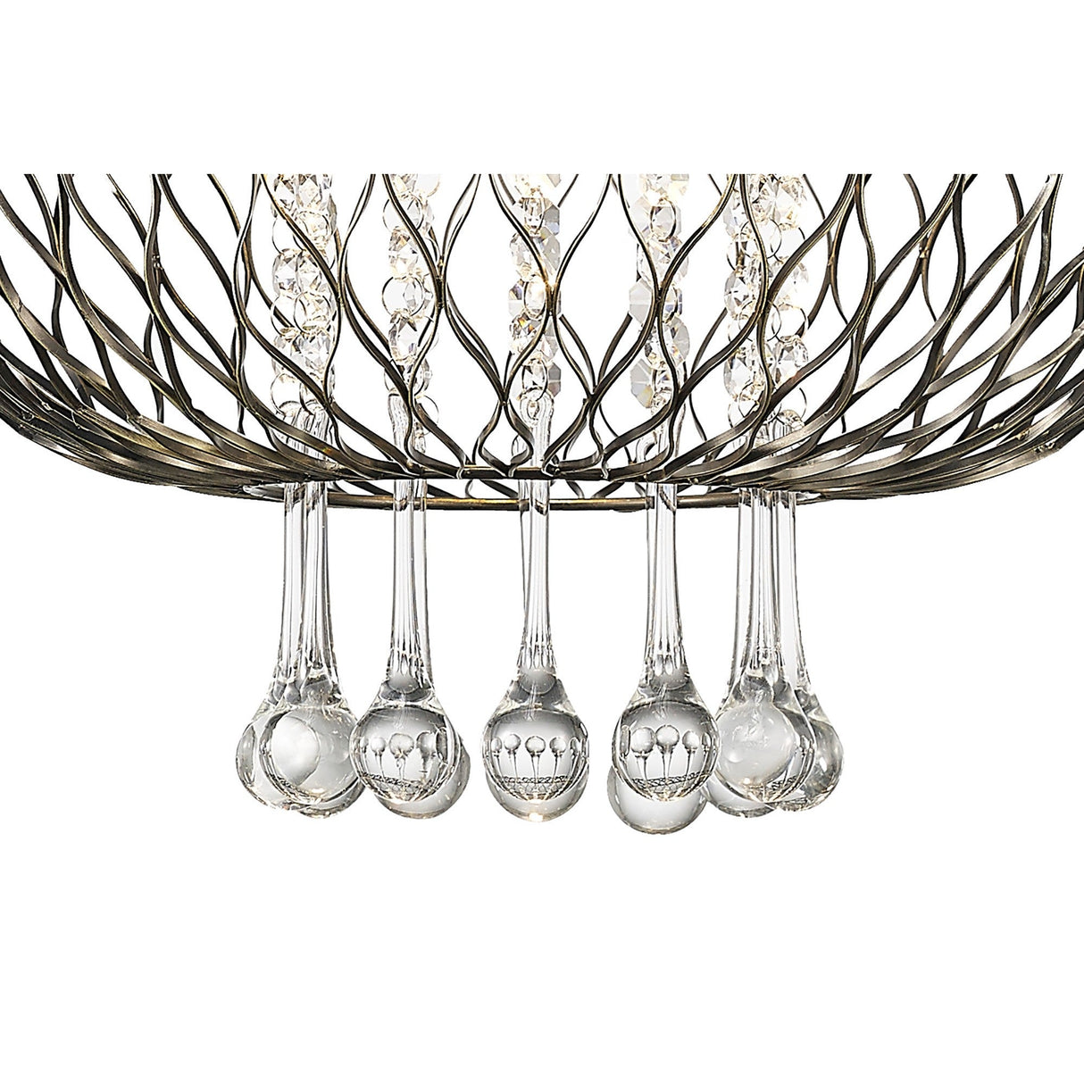 Chelsie 38cm 1 Light Beaded Glass Pendant Light - Antique Brass