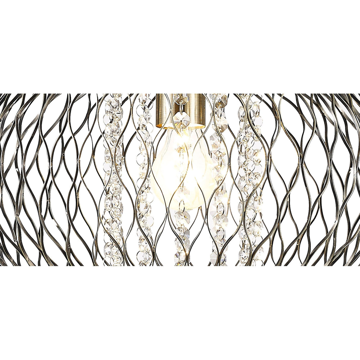 Chelsie 38cm 1 Light Beaded Glass Pendant Light - Antique Brass