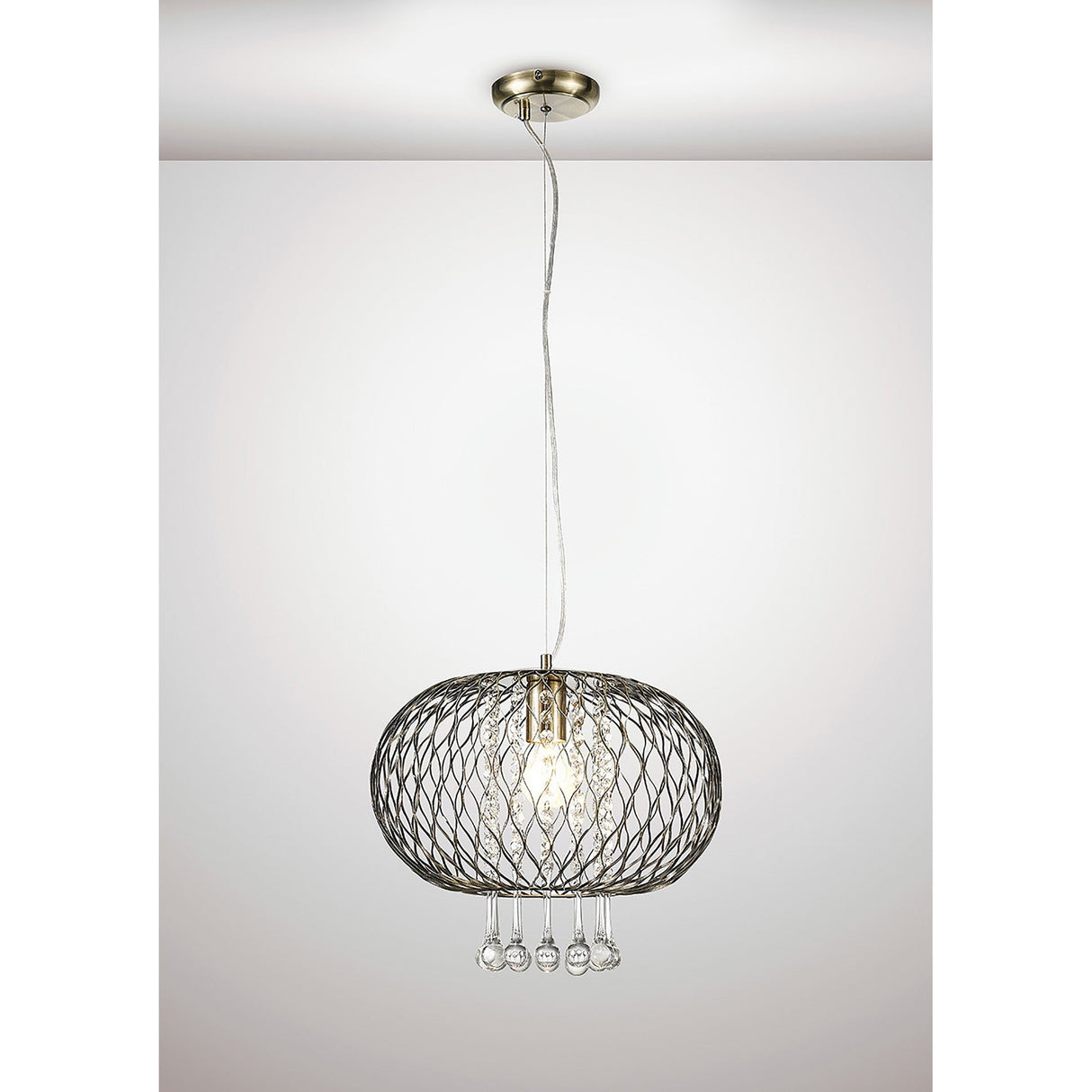 Chelsie 38cm 1 Light Beaded Glass Pendant Light - Antique Brass