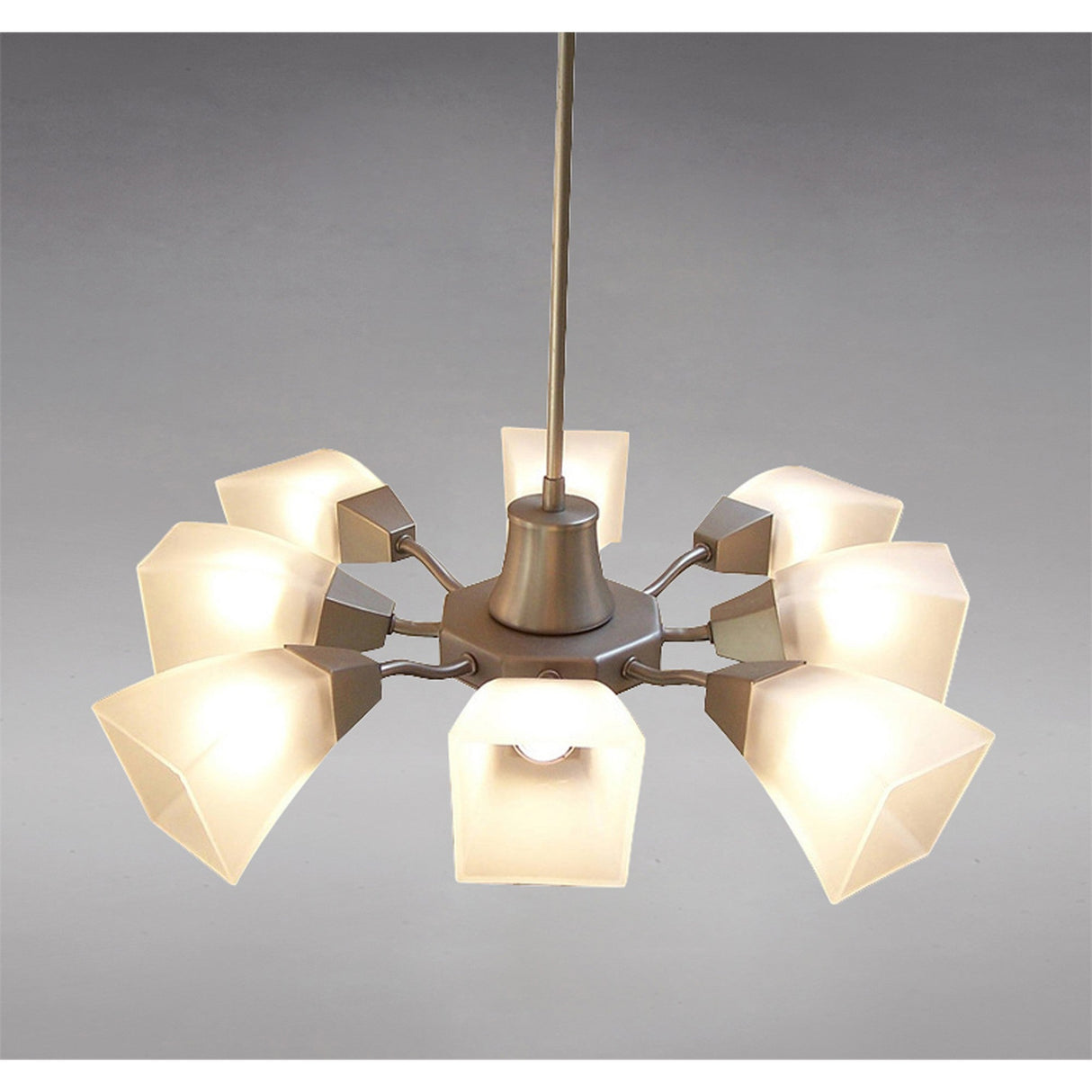 Chievo 52cm 8 Light Frosted Glass Chandelier - Satin Chrome