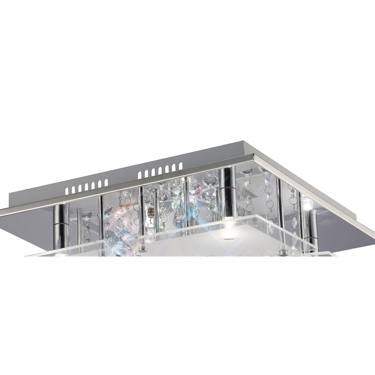Chisora 5 Light Glass Crystal Flush Ceiling Light - Polished Chrome