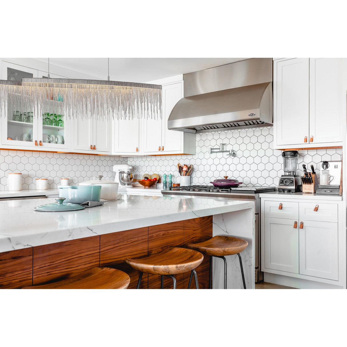 Cinna 160cm LED Crystal Chain Linear Suspension Light - Chrome