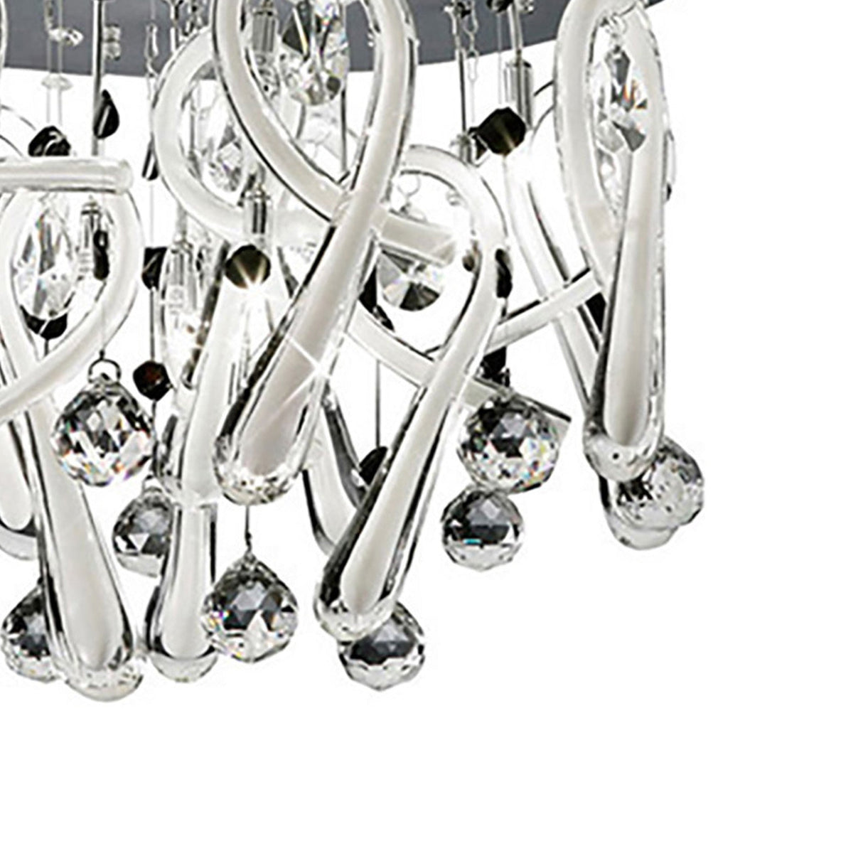 Class 10 Light Glass Crystal Flush Ceiling Light - Polished Chrome