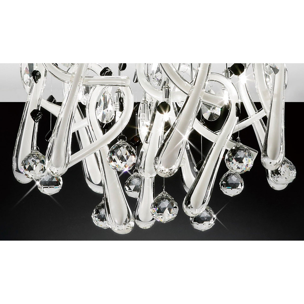 Class 10 Light Glass Crystal Flush Ceiling Light - Polished Chrome