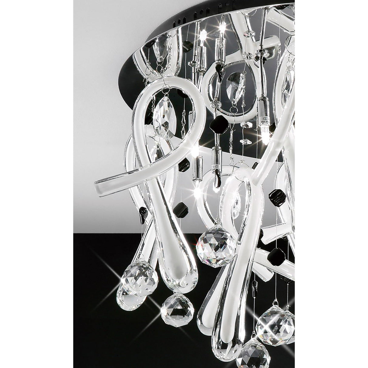 Class 20 Light Glass Crystal Semi-Flush Ceiling Light - Polished Chrome