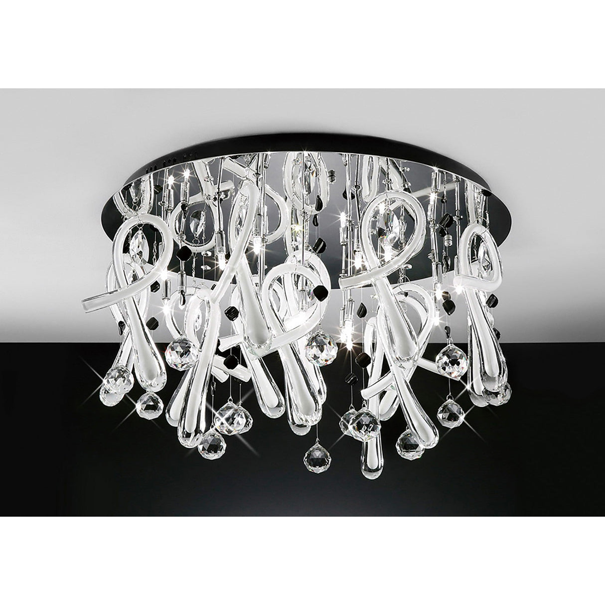 Class 20 Light Glass Crystal Semi-Flush Ceiling Light - Polished Chrome