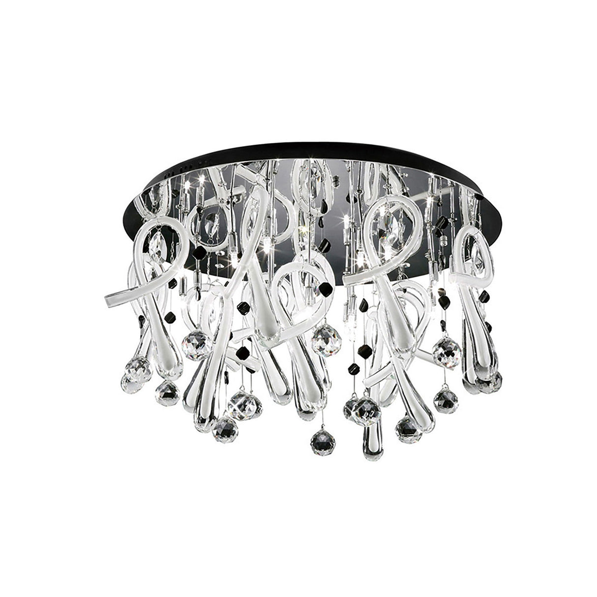 Class 20 Light Glass Crystal Semi-Flush Ceiling Light - Polished Chrome