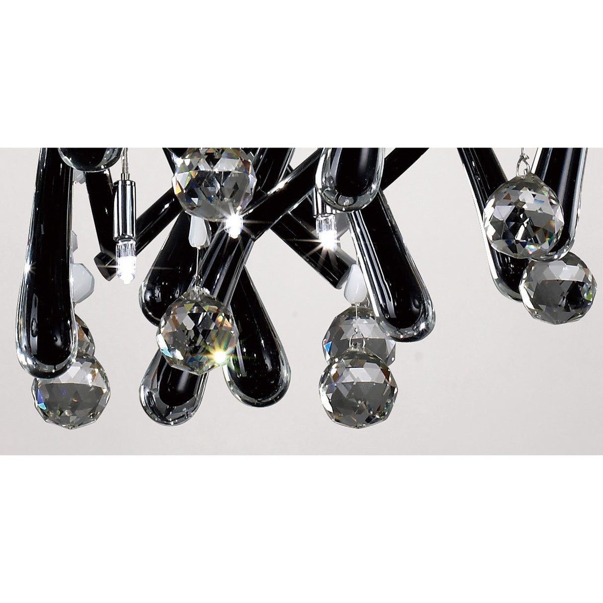 Class 10 Light Round Glass & Crystal Cluster Pendant Light - Chrome & Black