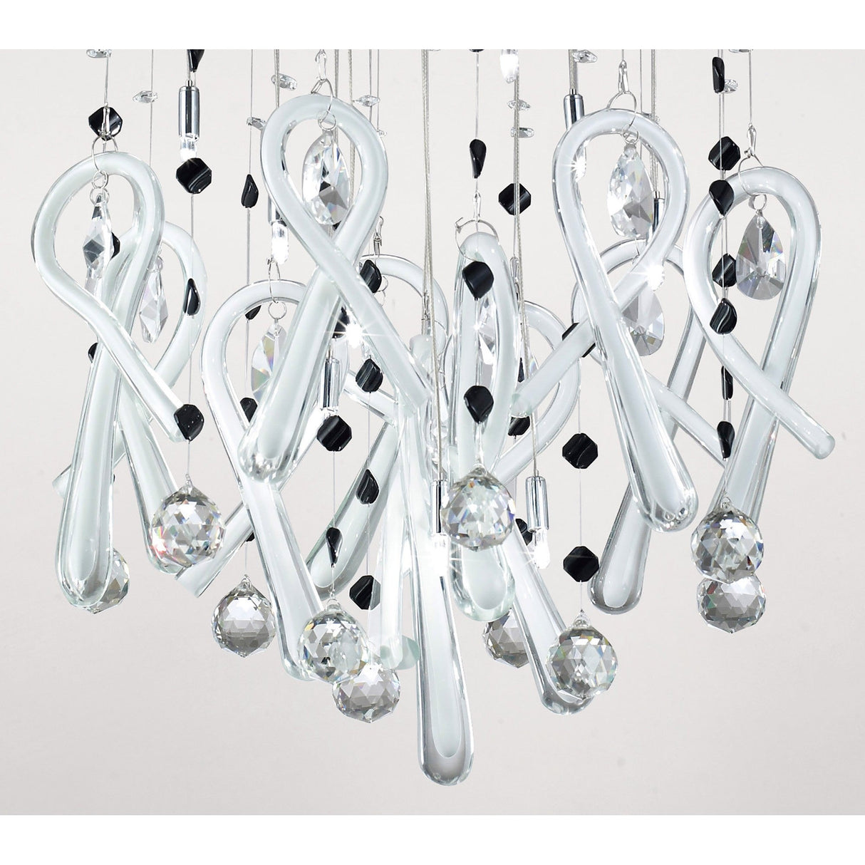 Class 10 Light Round Glass & Crystal Cluster Pendant Light - Chrome & White