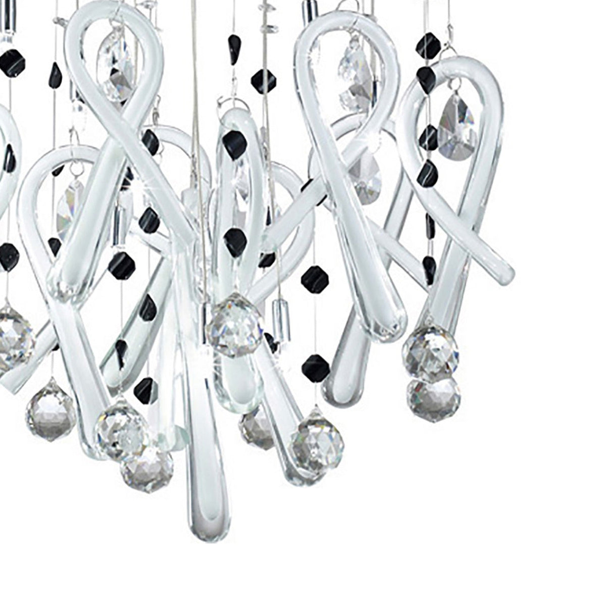 Class 10 Light Round Glass & Crystal Cluster Pendant Light - Chrome & White