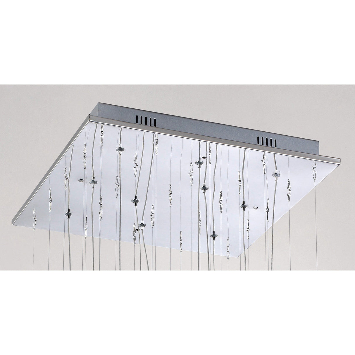 Class 10 Light Square Glass & Crystal Cluster Pendant Light - Chrome & Black