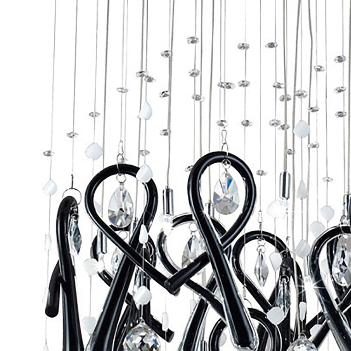 Class 10 Light Square Glass & Crystal Cluster Pendant Light - Chrome & Black