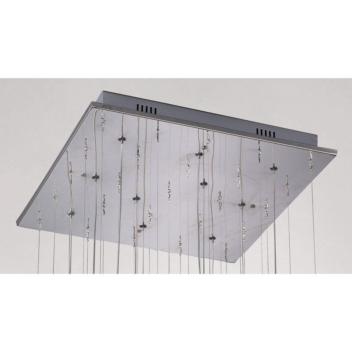 Class 10 Light Square Glass & Crystal Cluster Pendant Light - Chrome & White