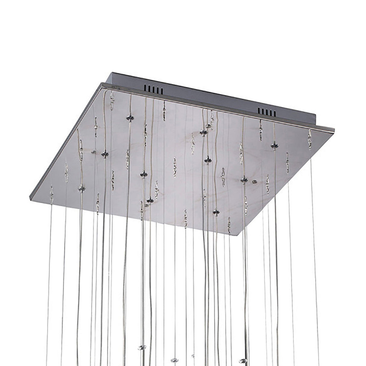 Class 10 Light Square Glass & Crystal Cluster Pendant Light - Chrome & White