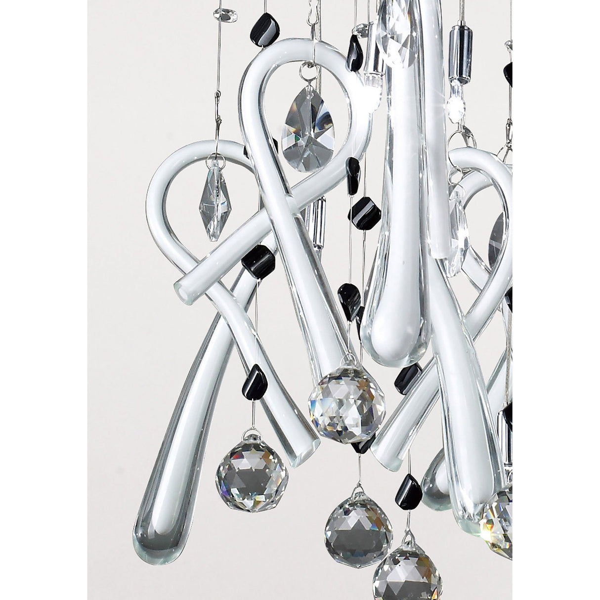 Class 10 Light Square Glass & Crystal Cluster Pendant Light - Chrome & White