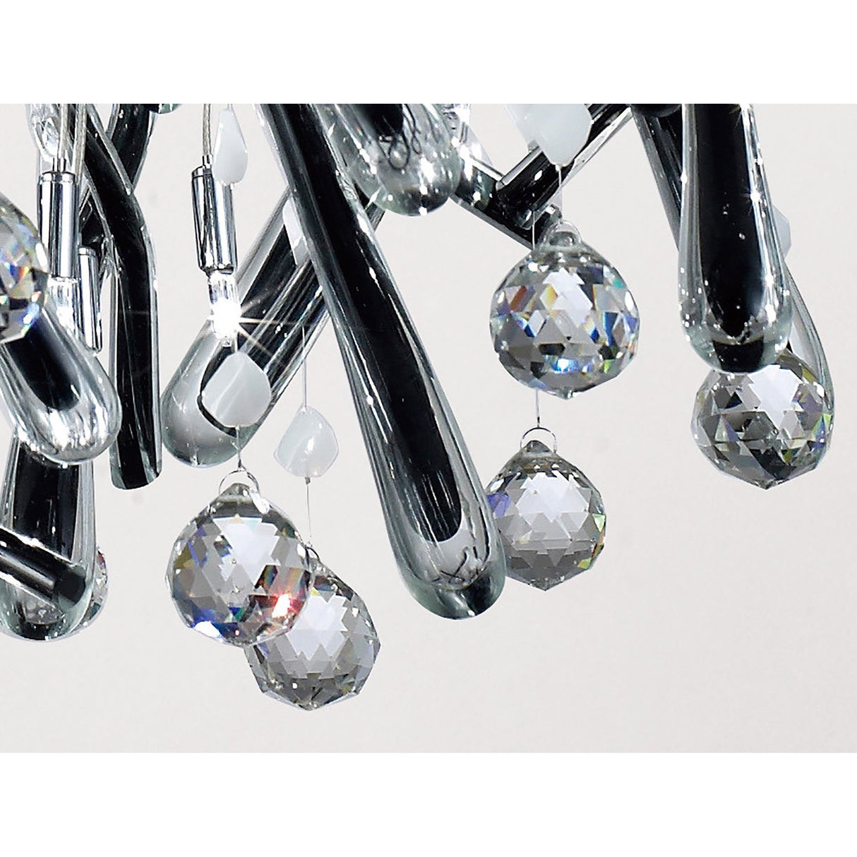 Class 20 Light Round Glass & Crystal Cluster Pendant Light - Chrome & Black