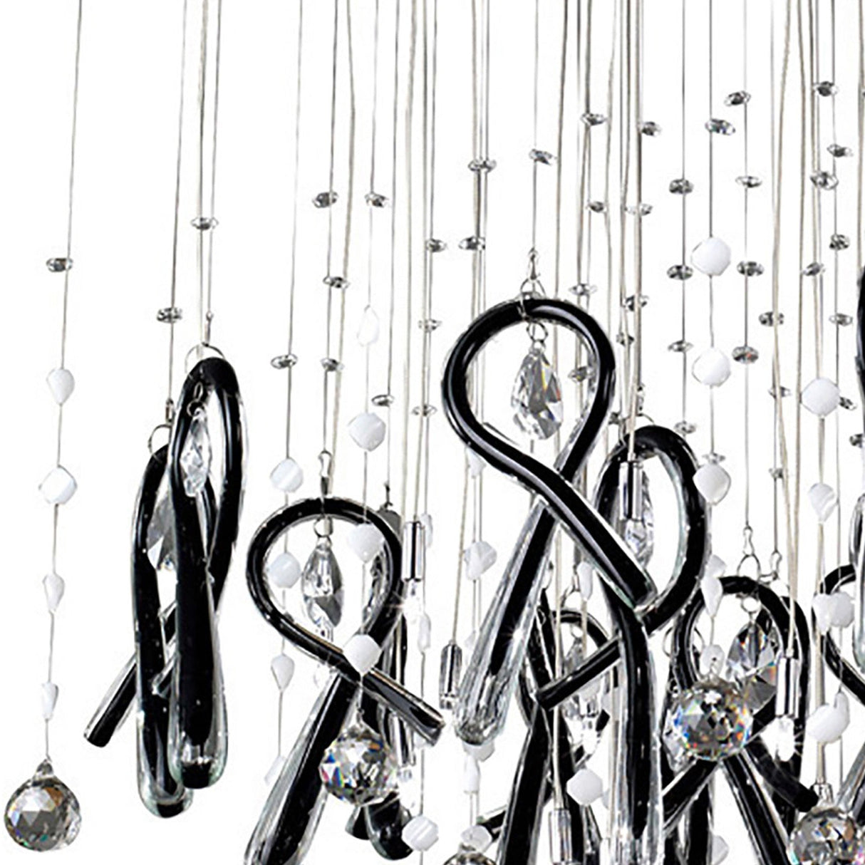 Class 20 Light Square Glass & Crystal Cluster Pendant Light - Chrome & Black