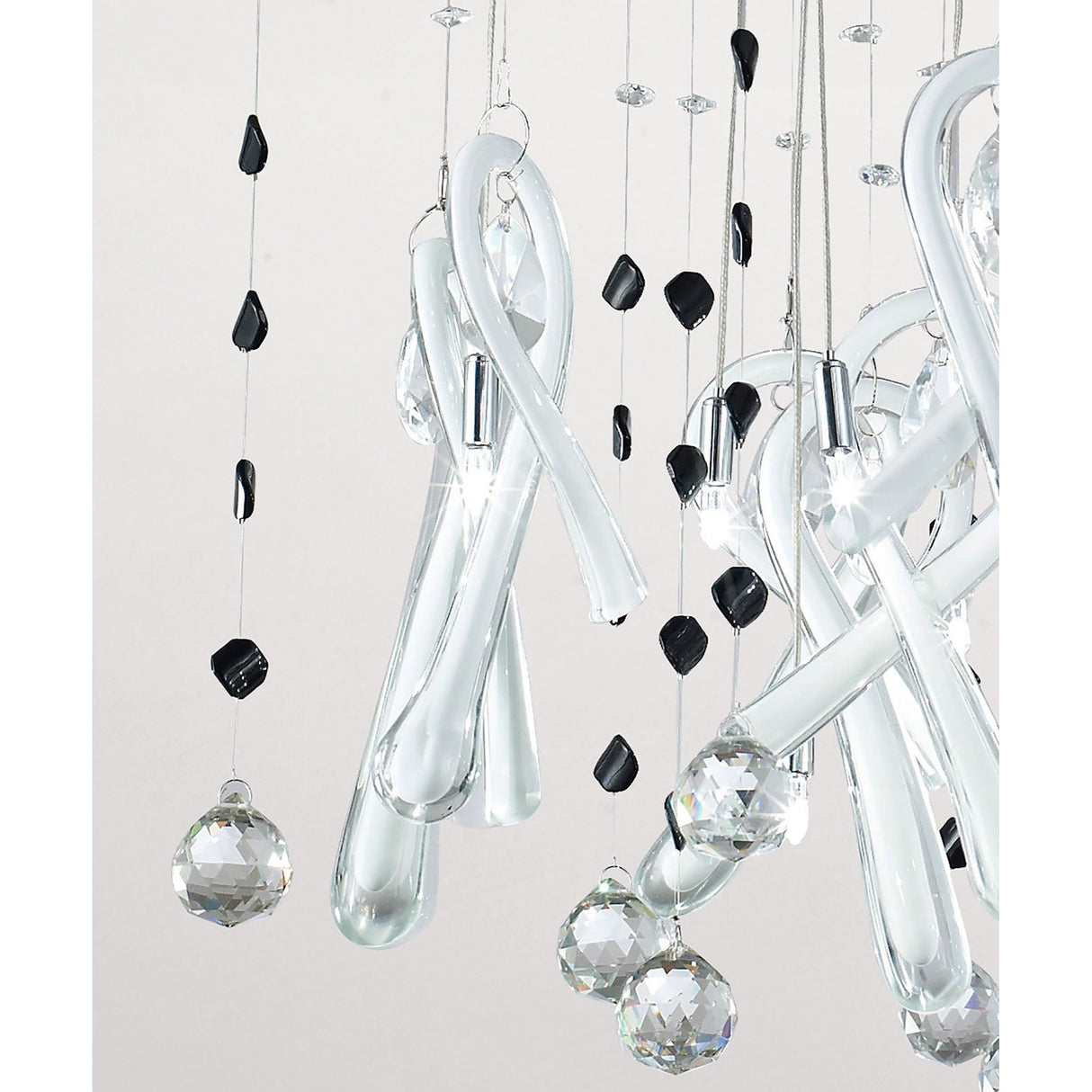 Class 20 Light Square Glass & Crystal Cluster Pendant Light - Chrome & White