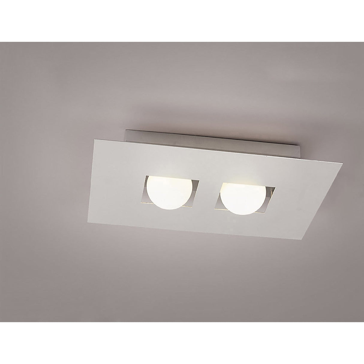 Cocoon 2 Light Frosted Glass Flush Ceiling - Silver