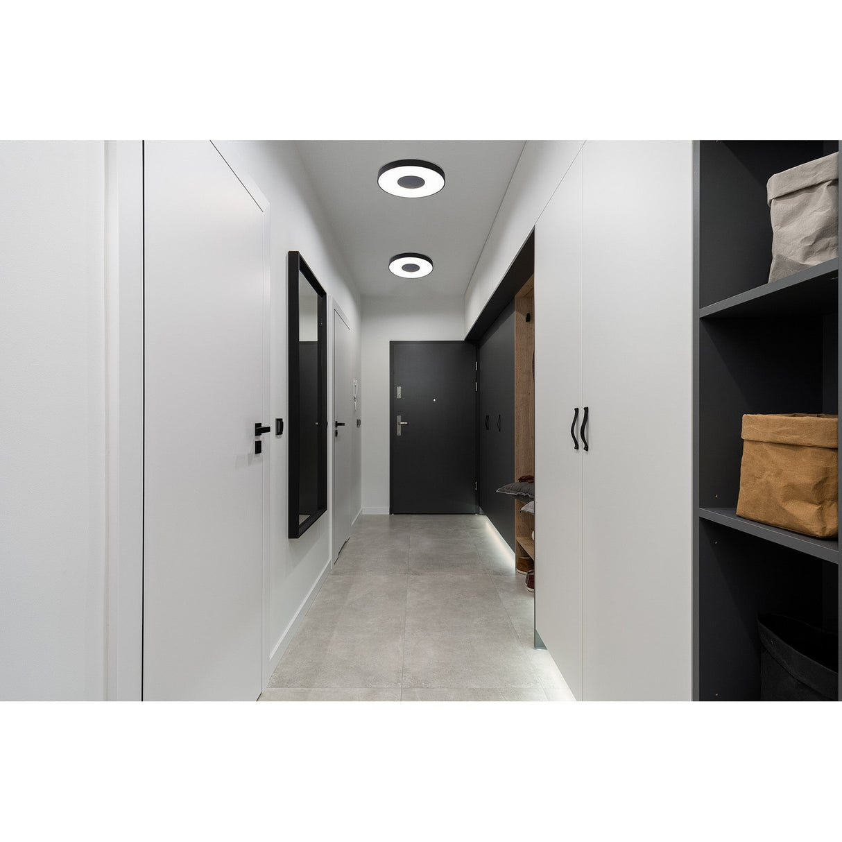 Coin Large Square CCT LED Flush Ceiling Light With Remote Control - Black