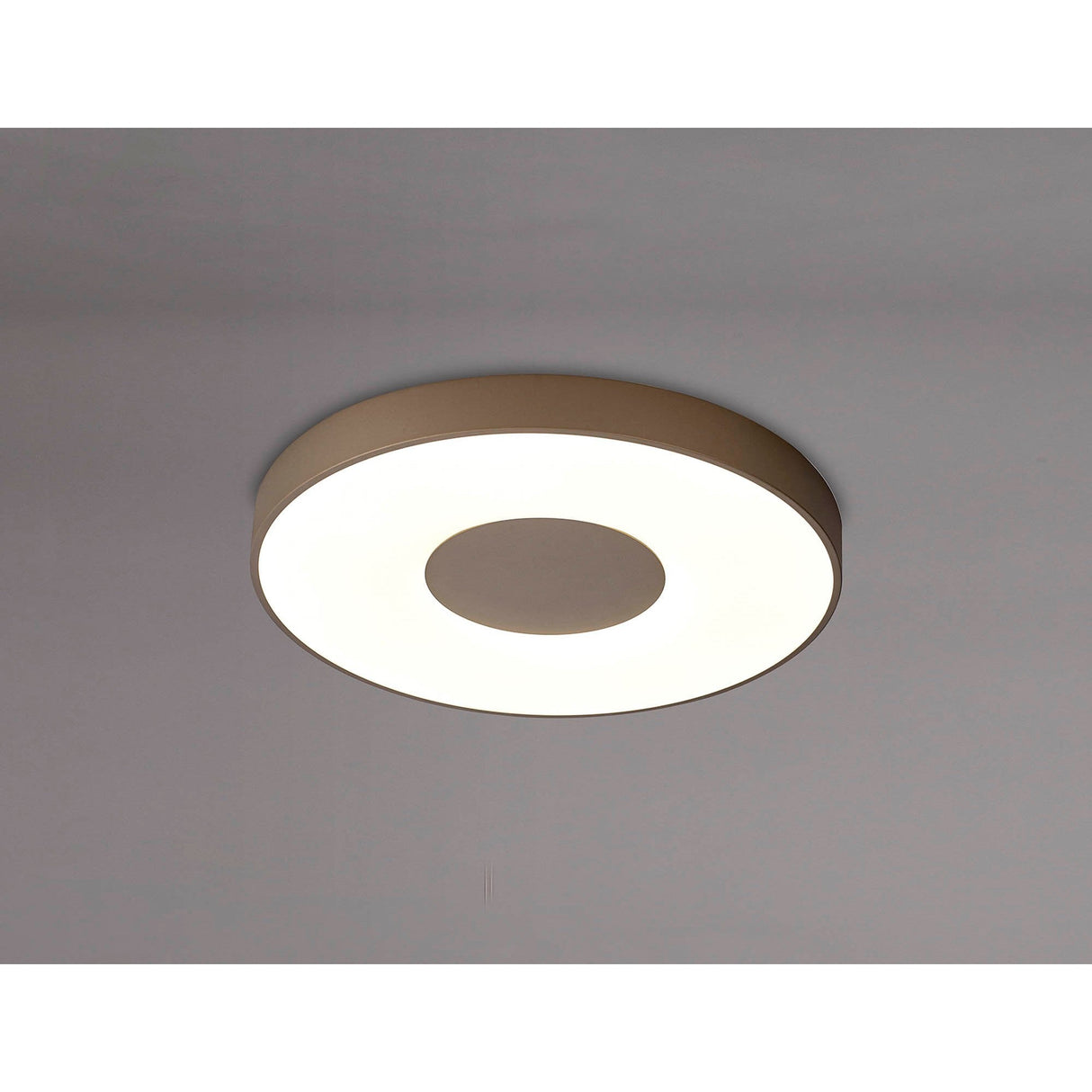 Coin Medium Round CCT LED Flush Ceiling Light With Remote Control - Sand Brown
