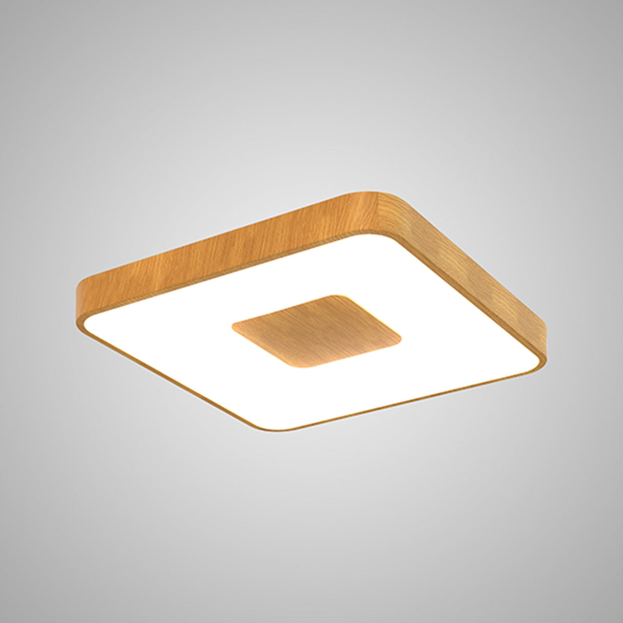 Coin Medium Square CCT LED Flush Ceiling Light With Remote Control - Brown