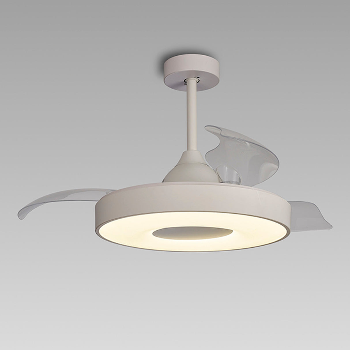 Coin Air CCT Dimmable LED Ceiling Retractable Fan Light With Remote & APP Control - White