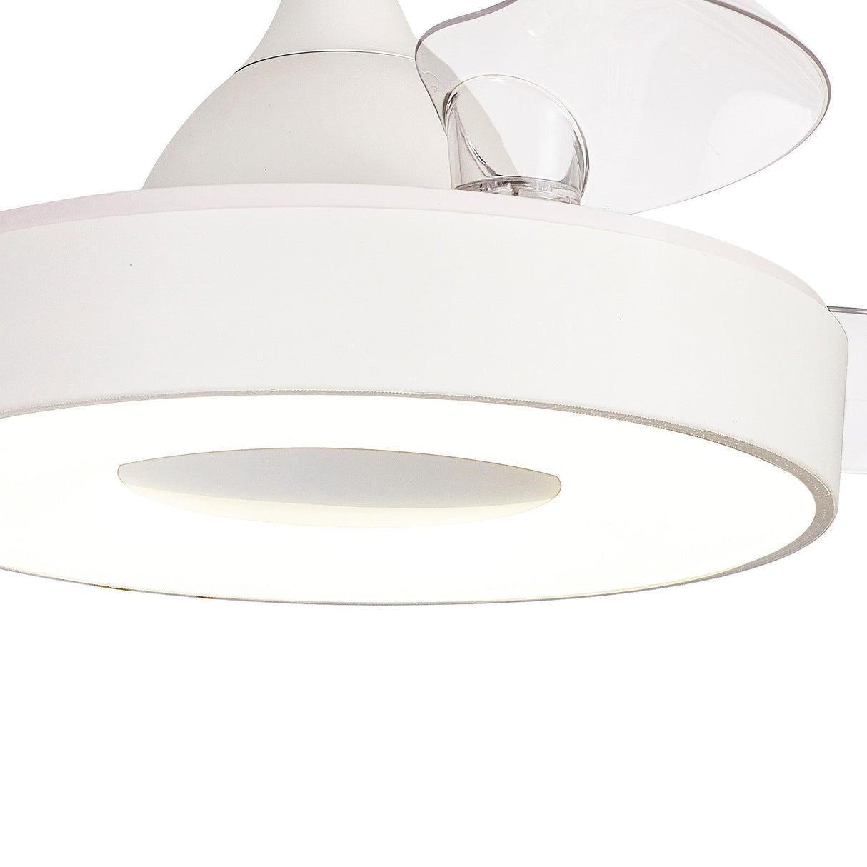 Coin Mini CCT Dimmable LED Ceiling Retractable Fan Light With Remote & APP Control - White