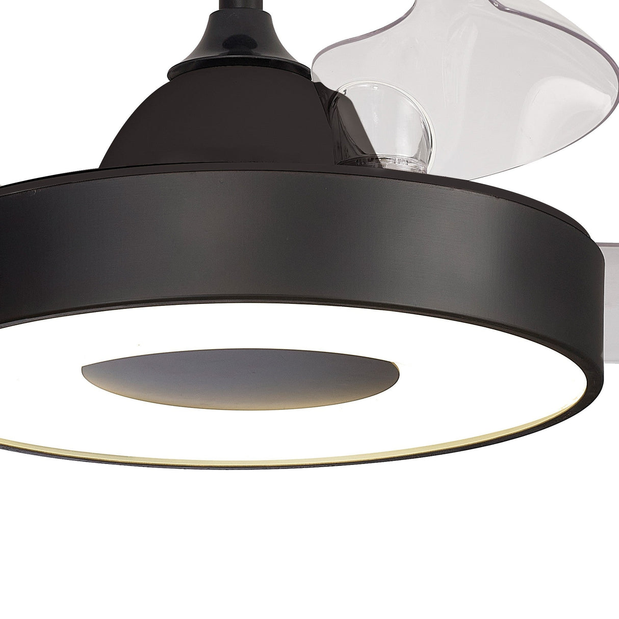 Coin Mini CCT Dimmable LED Ceiling Retractable Fan Light With Remote & APP Control - Black