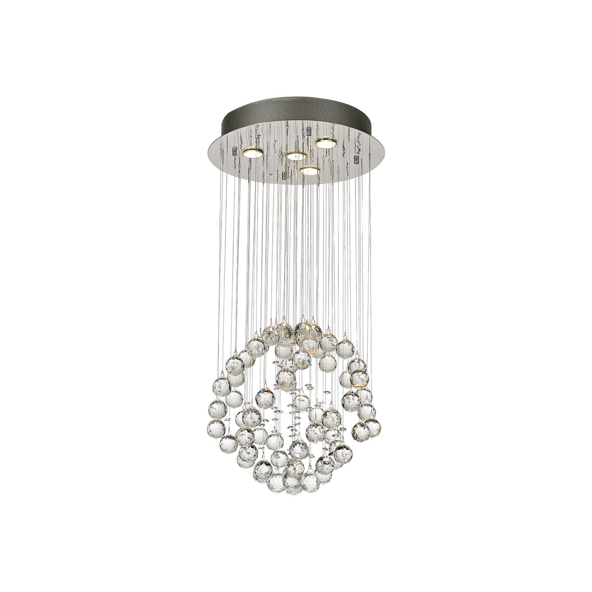 Colorado 4 Light Sphere Crystal Cluster Pendant Light - Polished Chrome