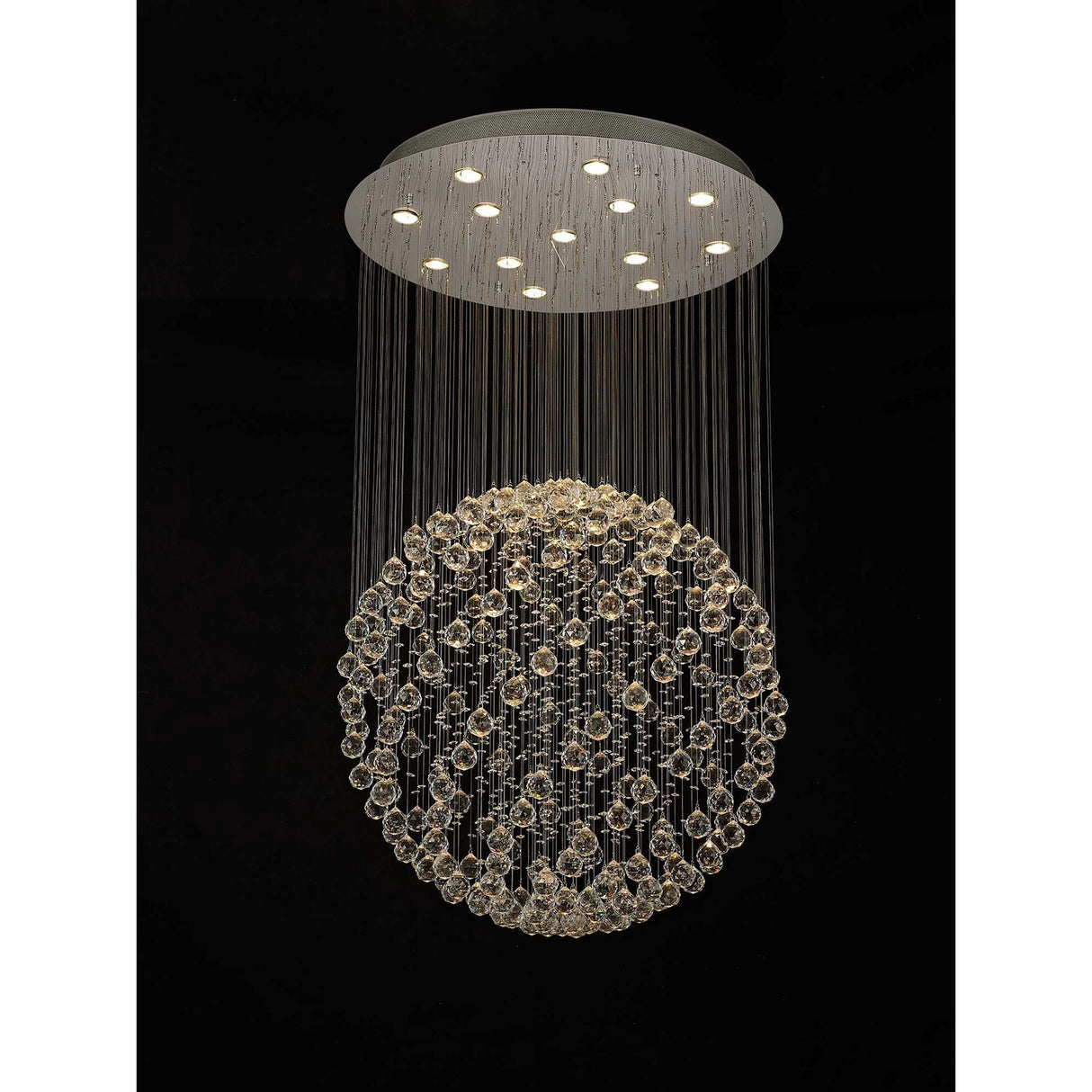 Colorado 13 Light Sphere Crystal Cluster Pendant Light - Polished Chrome