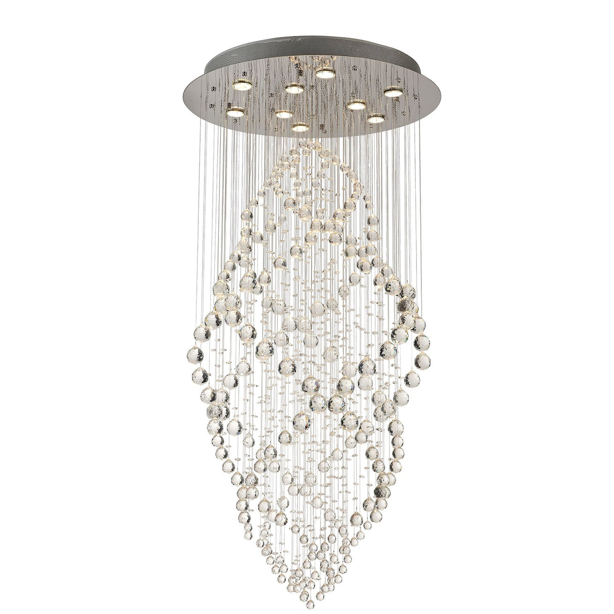 Colorado 9 Light Oval Crystal Cluster Pendant Light - Polished Chrome