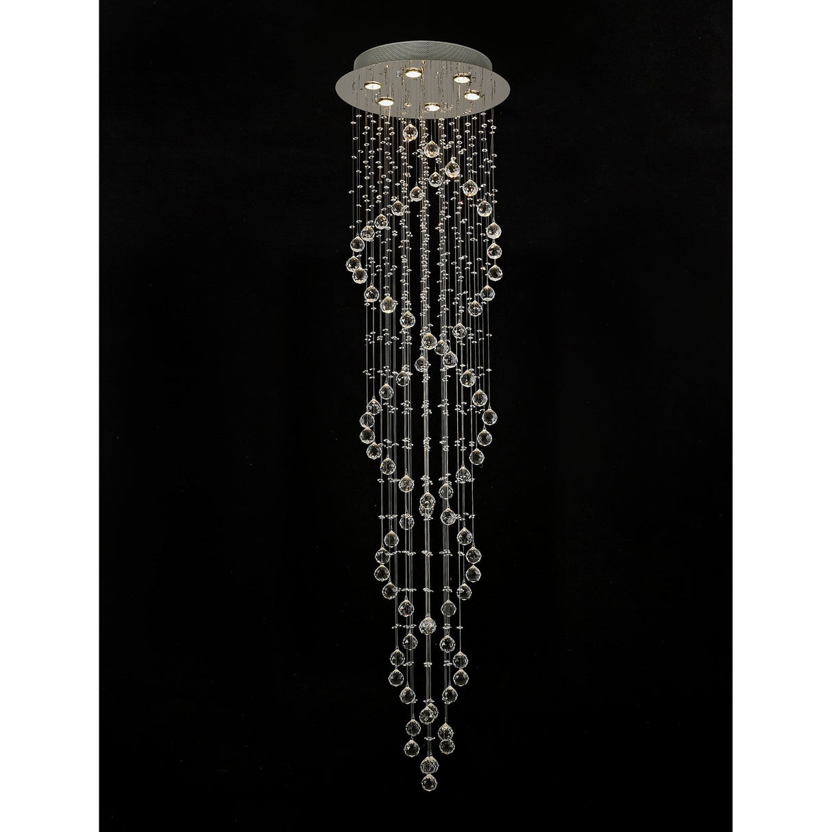 Colorado 6 Light Spiral Crystal Cluster Pendant Light - Polished Chrome