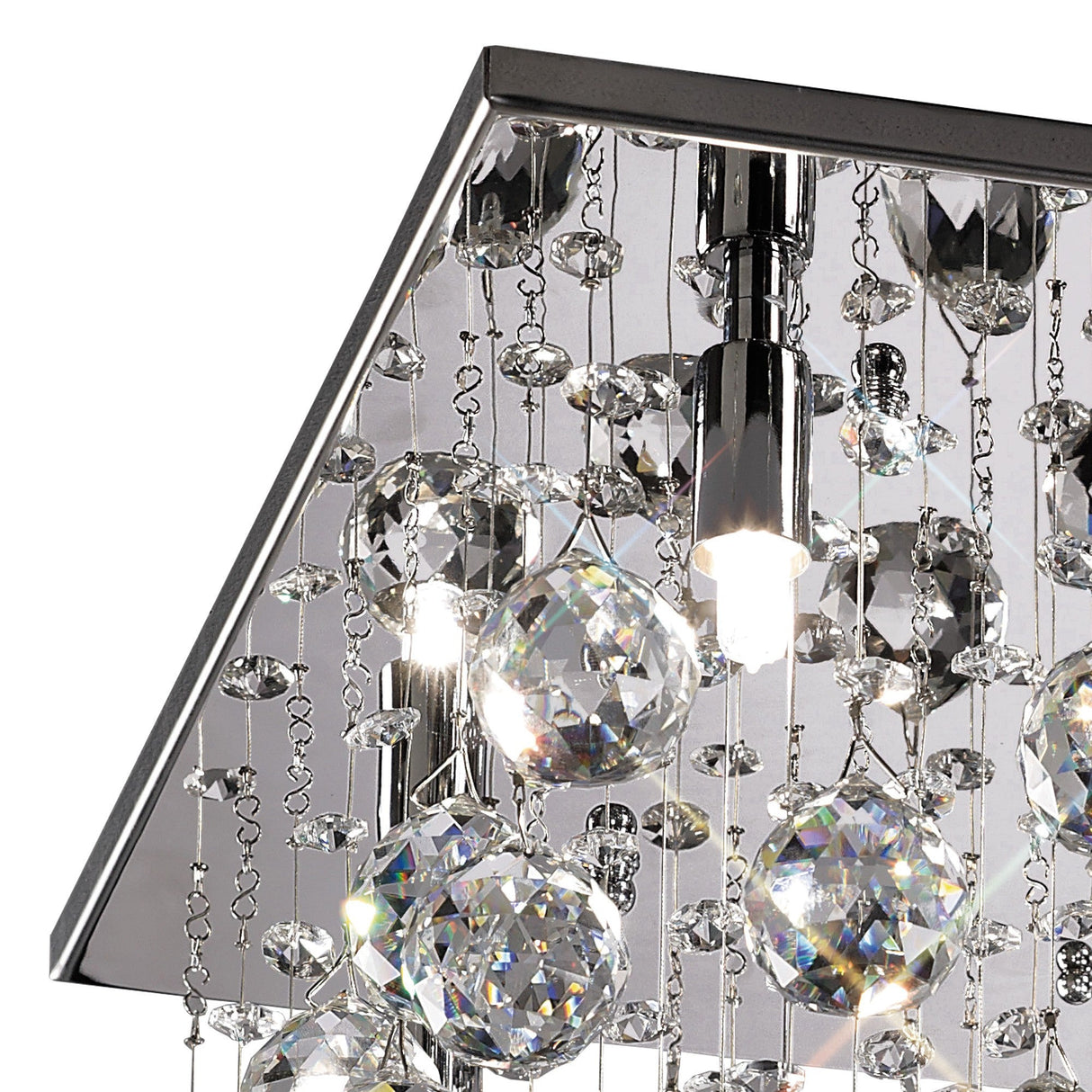 Colorado 5 Light Square Crystal Semi-Flush Ceiling Light - Polished Chrome