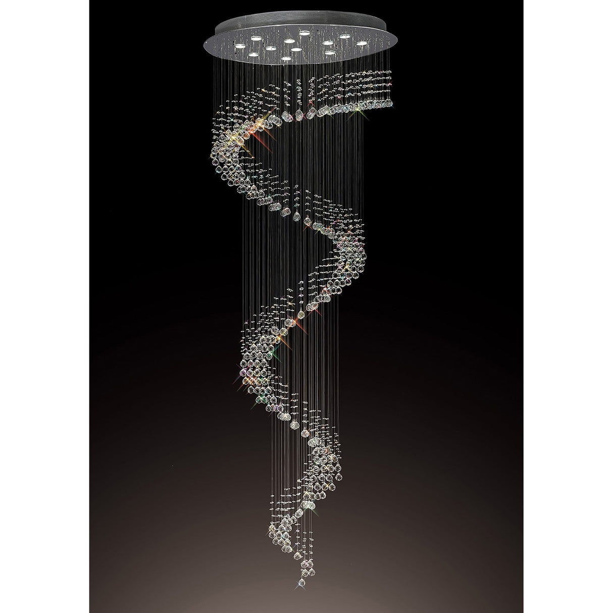 Colorado 12 Light Multi-Spiral Crystal Cluster Pendant Light - Polished Chrome