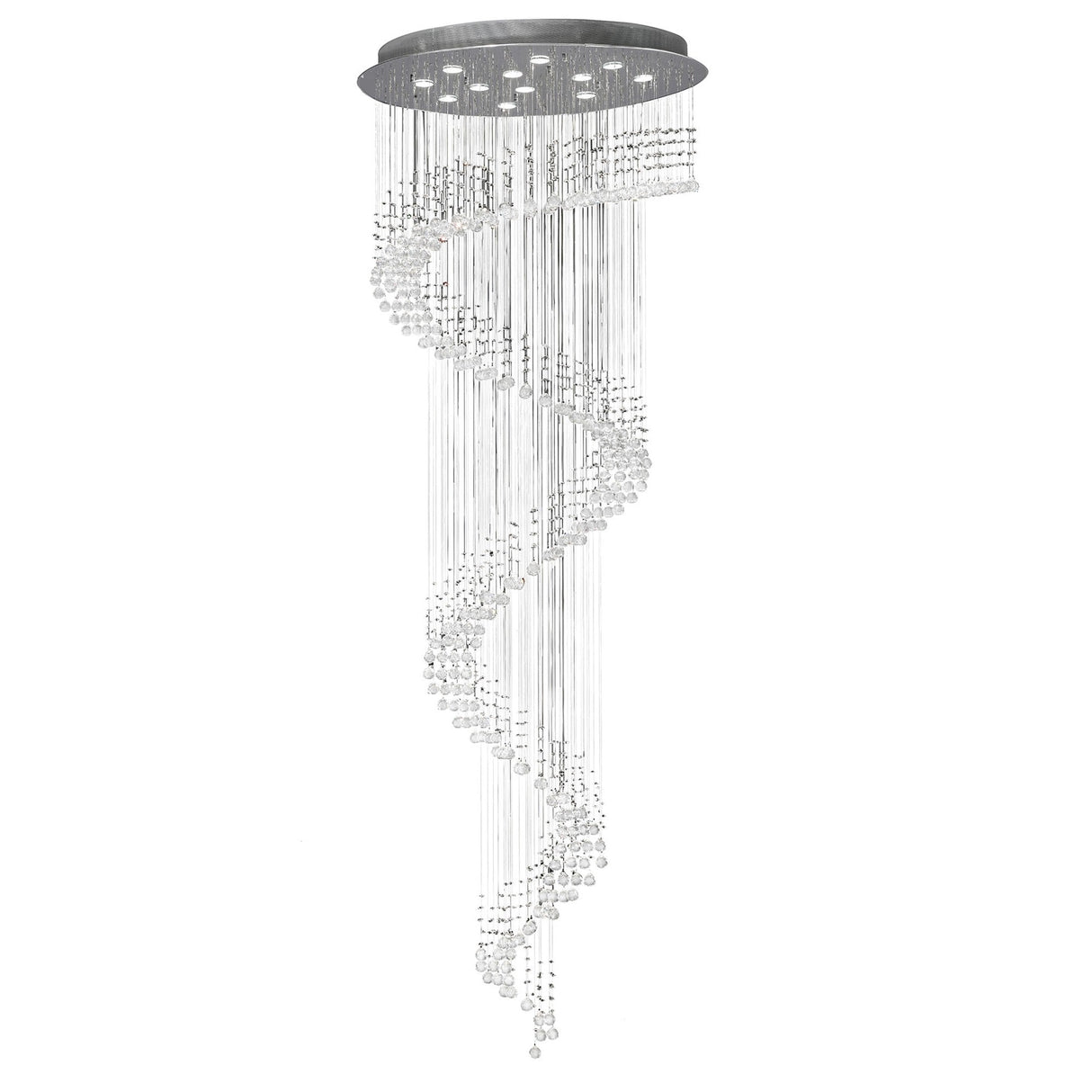 Colorado 12 Light Multi-Spiral Crystal Cluster Pendant Light - Polished Chrome