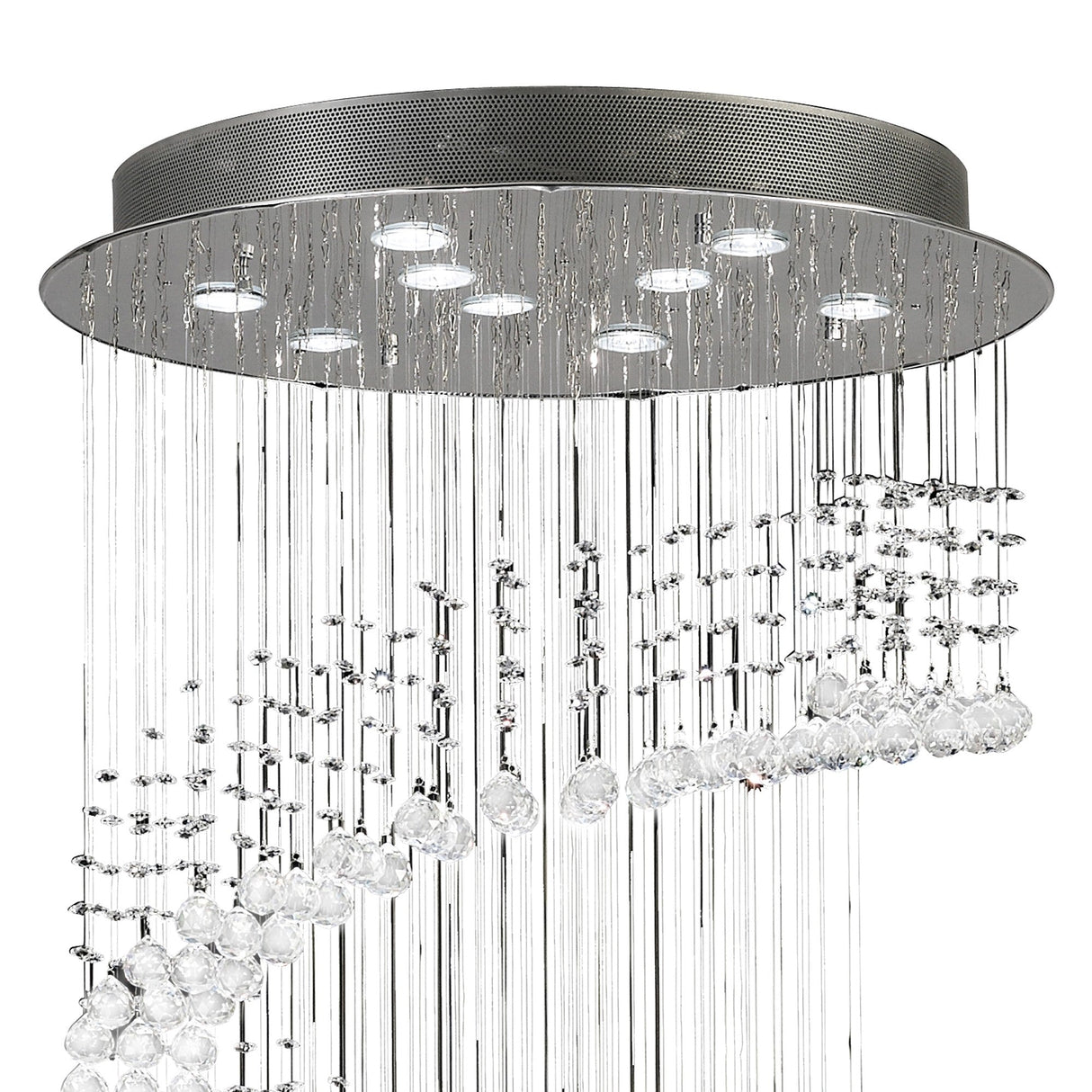 Colorado 9 Light Multi-Spiral Crystal Cluster Pendant Light - Polished Chrome