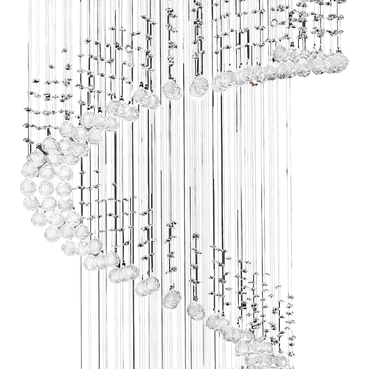 Colorado 9 Light Multi-Spiral Crystal Cluster Pendant Light - Polished Chrome